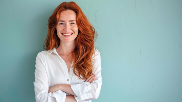 Photo the smiling redhead woman