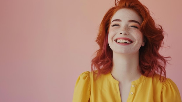 A smiling redhead woman