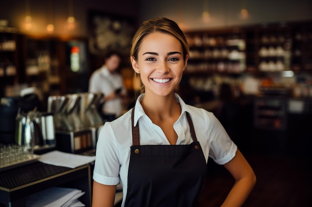 Smiling Saleswoman Cashier Generative AI