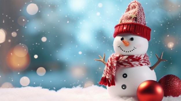 Smiling Snowman in Winter Wonderland