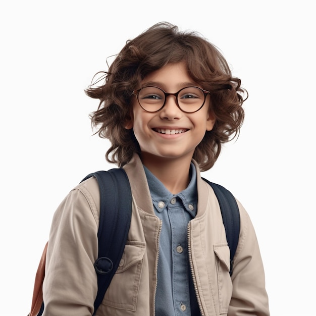 Smiling student boy with backpack