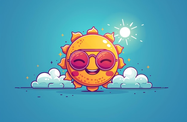 Photo smiling sun with sunglasses