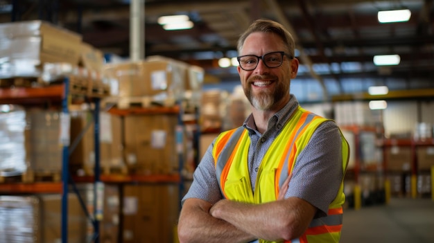 Smiling Warehouse Worker Portrait