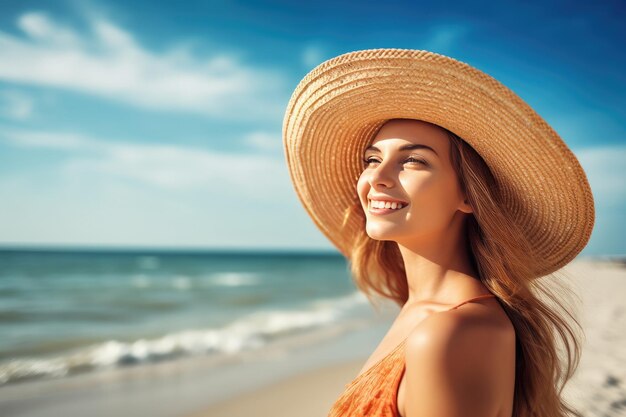 Smiling woman at the beach