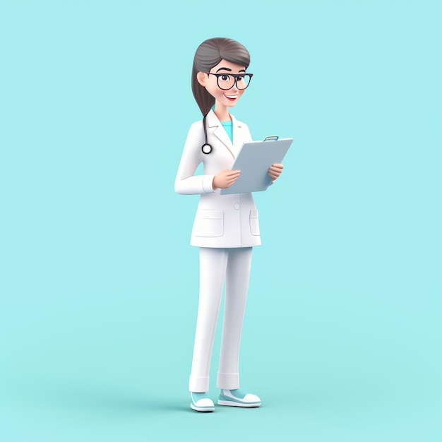 Smiling woman doctor holding clipboard generative AI