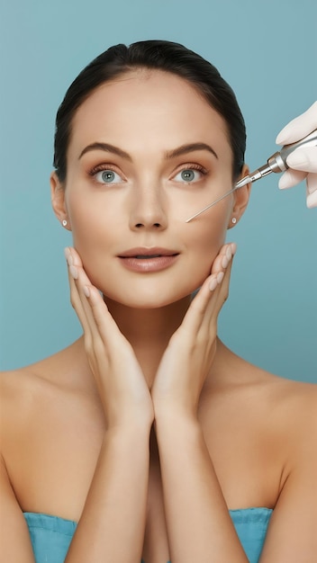 Smiling woman doing procedure for tighten skin