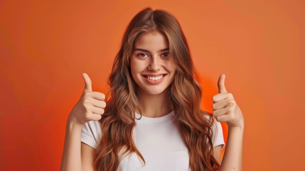 Smiling Woman Giving Thumbs Up