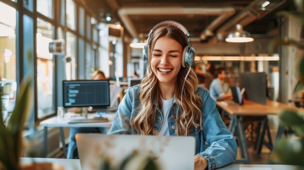 Smiling Woman at Her Desk