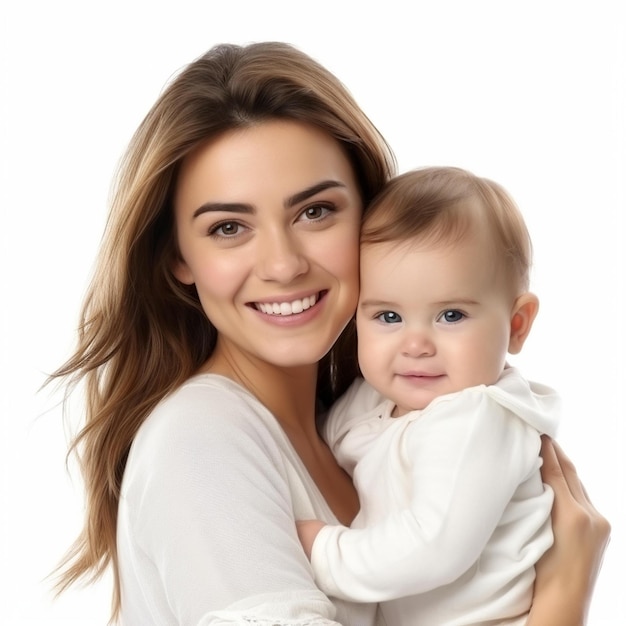 Smiling Woman Holding A Baby In Her Arms And Smiling At The Camera