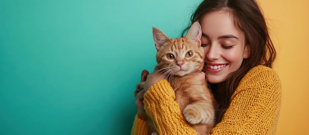 Smiling Woman Holding a Cat