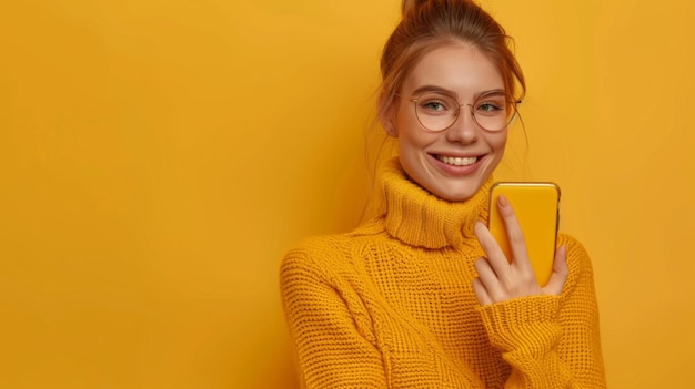 Smiling Woman Holding Smartphone