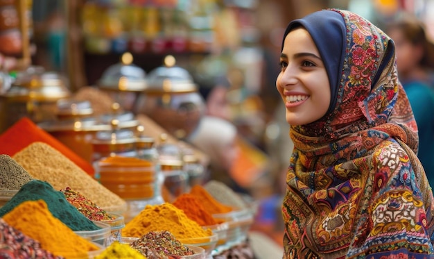 Smiling Woman in a Spice Market