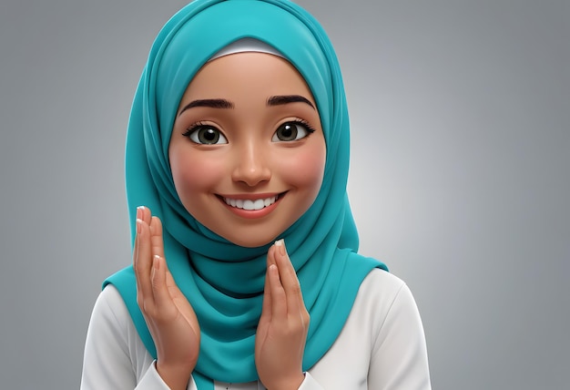 Smiling Woman in a Turquoise Hijab