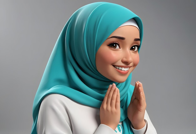 Smiling Woman in a Turquoise Hijab