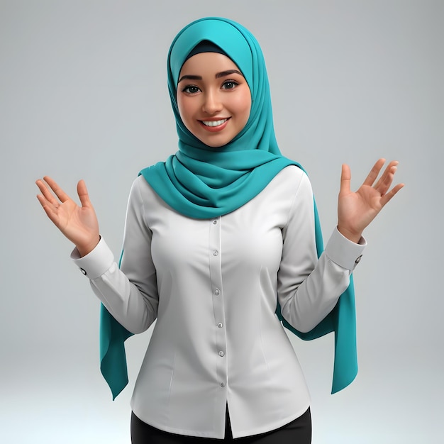 Smiling Woman in a Turquoise Hijab