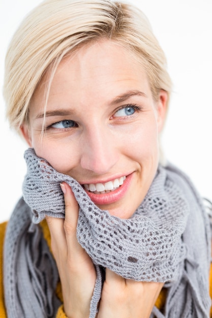 Smiling woman wearing a scarf