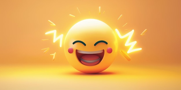 A smiling yellow emoji with a lightning bolt on its head