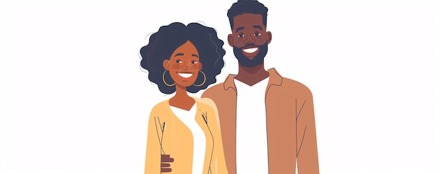 Photo smiling young black couple in casual attire