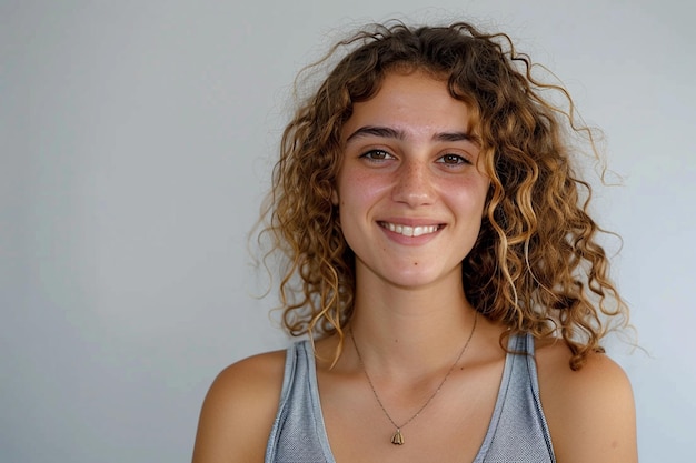 Smiling young woman over white background