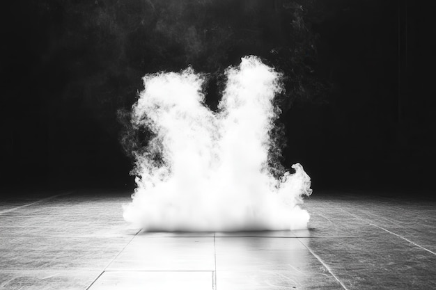 Photo smoke billowing on a dark floor in a dramatic dance performance