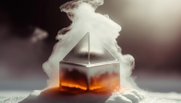 A smoke cloud is coming out of a cube with the word cloud on it.