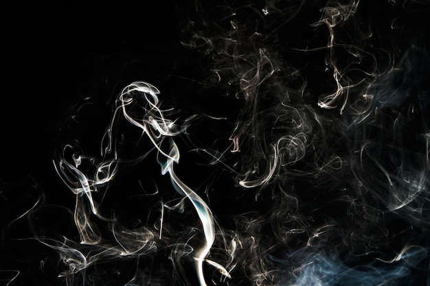 Smoke effect texture Isolated background Black and dark backdrop Smokey fire and mistic effect