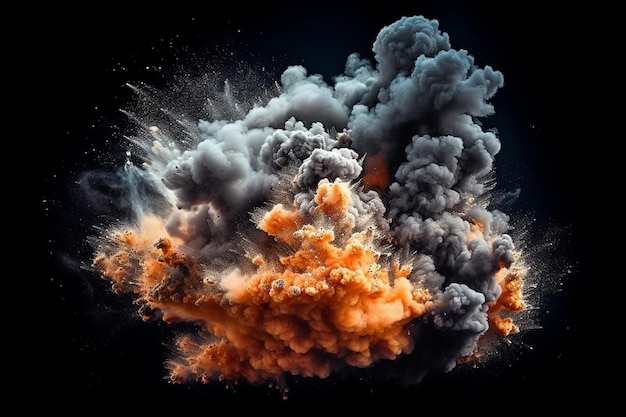 smoke explosion explosion in the style of military and naval scenes on dark background