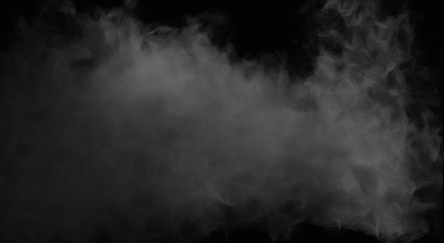 Smoke from a burning machine on a black background.