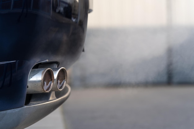 Smoke from the exhaust of a car with a gasoline engine