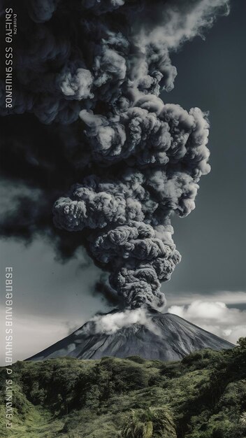 Photo smoke from the volcano on isolate transparency background png