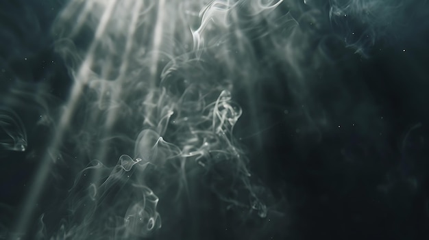 Photo smoke in front of a black background with a white line