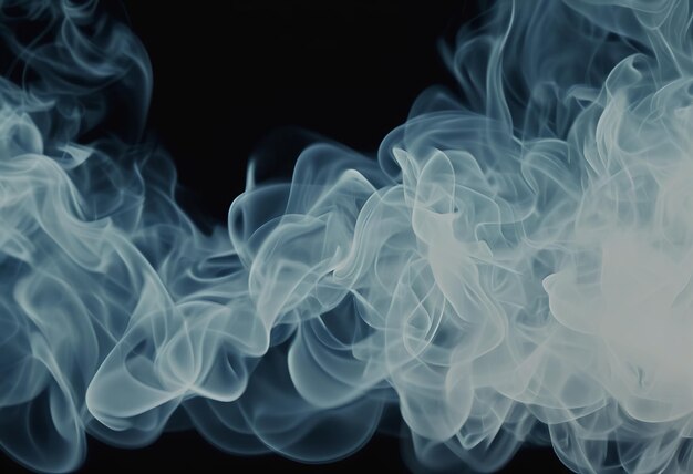 Photo a smoke is shown with a black background and has a white smoke in the middle