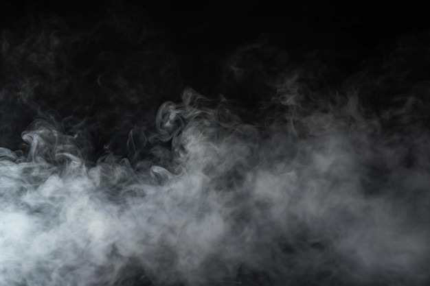 Smoke isolated on black background Abstract white smoke texture Design element