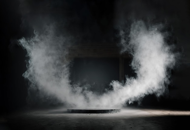 Smoke rising around a platform or podium Generative AI