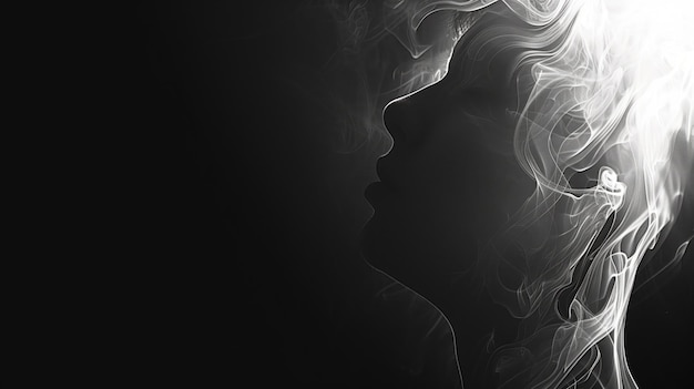 Smoke silhouette of a womans profile