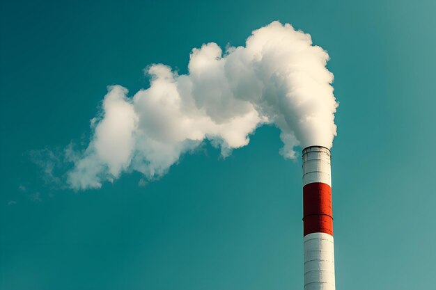 Photo a smoke stack with a red stripe on it