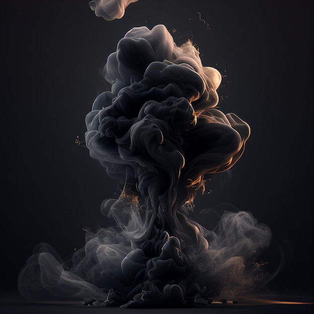 Smoke stake of a cloud smoke on black background generative ai