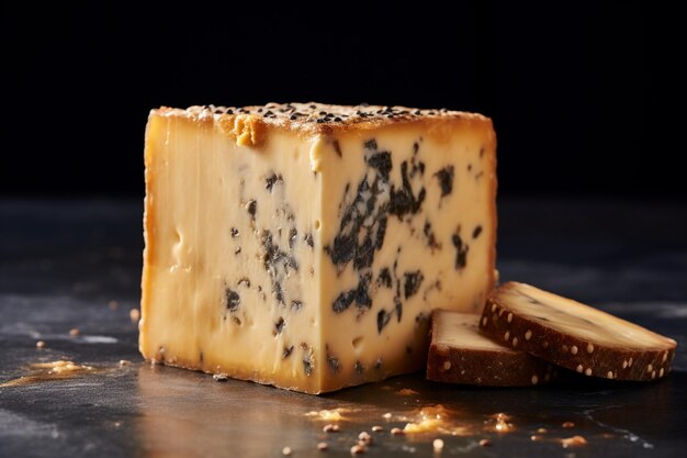 Photo smoked cheese with a deep rich color and texture