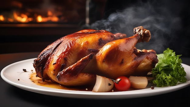 Smoked Chicken on a Restaurant Background Photography