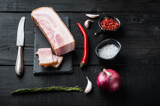 Smoked delicious bacon on a wooden board