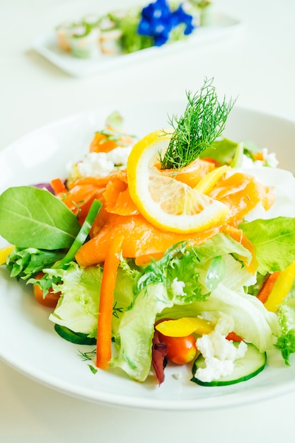 Smoked salmon meat salad