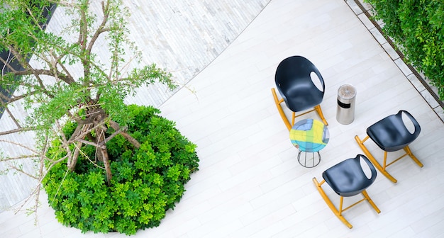 Smoking area in the garden.