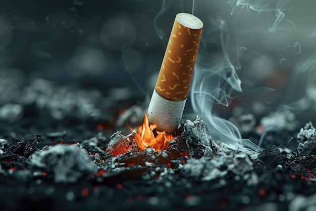 Smoking harm health by slowly made picture to concept