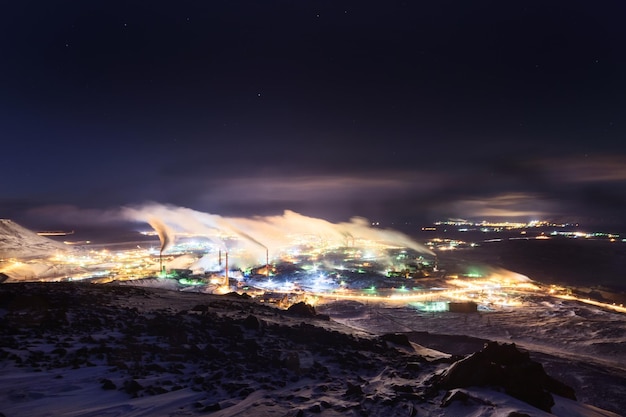 The smoking steel works view from top of the nearby mountain