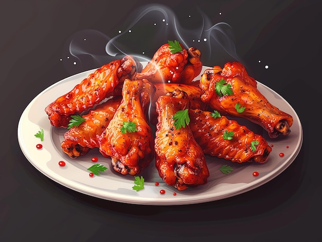 Photo smoky chicken wings cartoon vector