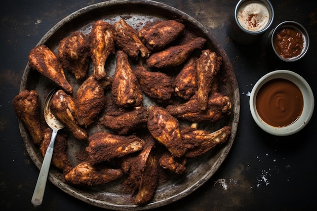 Photo smoky chipotle chicken wings with a spicy rub