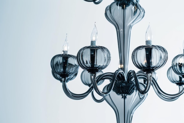 Photo smoky glass chandelier on transparent background