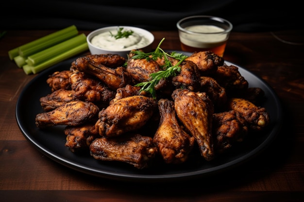 Photo smoky grilled chicken wings with a charred finish