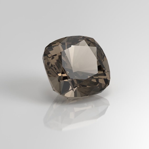 Smoky quartz gemstone cushion square 3D render