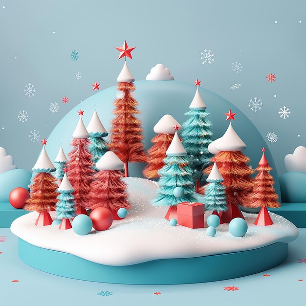 Photo smooth 3d render of a holiday card with bold colors and a vibrant design